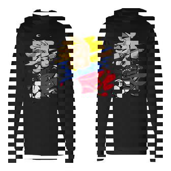 Divertido Dabbing Perro Fútbol Deenezuela Bandera Sport Camiseta de manga larga - Regaloses