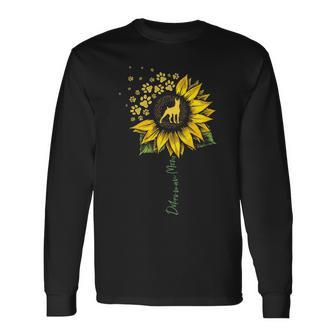 Doberman Mom Sunflower Doberman Pinscher Dog Mom Mama Long Sleeve T-Shirt | Mazezy