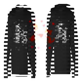 A Dog That Offers A Red Heart For Me A Cat On A Valentine Long Sleeve T-Shirt | Mazezy