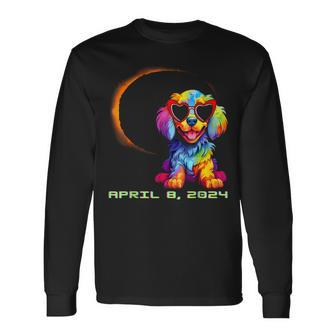 Dog Wearing Solar Glasses Eclipse Colorful Puppy Love Dog Long Sleeve T-Shirt | Mazezy