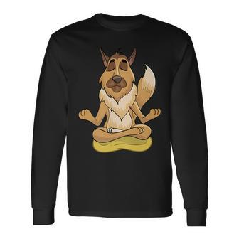 Dog Yoga Animal Lover Puppy German Shepherd Zen Yogi Namaste Long Sleeve T-Shirt - Monsterry DE