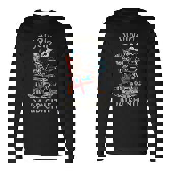 Doing Dad Shit Dad Joke Skeleton Grilling Fathers Day Long Sleeve T-Shirt | Mazezy