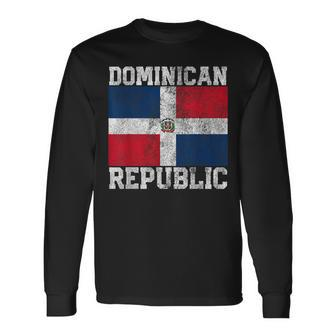 Dominican Republic Flag Family Pride Country Vintage Long Sleeve T-Shirt - Monsterry AU