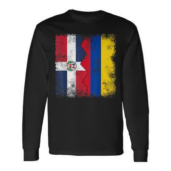 Dominican Republic Roots Half Colombian Flag Colombia Long Sleeve T-Shirt - Monsterry UK