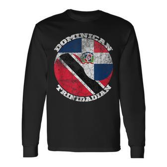 Dominican Trinidad Flags Half Trinidadian Half Dominican Long Sleeve T-Shirt - Monsterry DE
