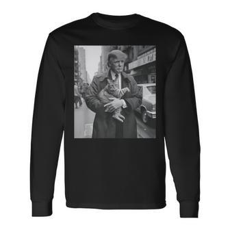 Donald Trump And Cat In Nyc Long Sleeve T-Shirt | Mazezy