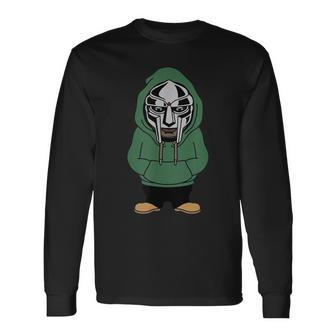 Doom Mask Super Villain All Caps Rap Long Sleeve T-Shirt | Mazezy