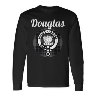 Douglas Clan Scottish Name Coat Of Arms Tartan Long Sleeve T-Shirt - Seseable