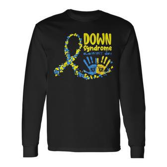 Down Syndrome Awareness Day Ribbon Down Syndrome Acceptance Long Sleeve T-Shirt - Monsterry UK