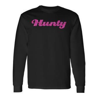 Drag Queen T Hunty Pink Glitter Long Sleeve T-Shirt - Monsterry DE