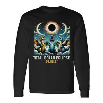 Dragon Howling At Solar Eclipse Long Sleeve T-Shirt | Mazezy