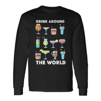 Drinking Around The World Adult Vacation Drink Showcase Long Sleeve T-Shirt - Monsterry UK