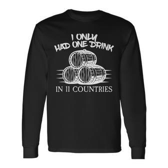 Drinking Around The World Adult Vacation Showcase 11 Country Long Sleeve T-Shirt - Monsterry