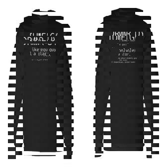 Drummer Guy Definition Vintage Drums Drumming Long Sleeve T-Shirt - Monsterry