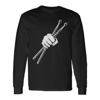Drumset Cool Drumsticks Drumming Drums Rock Music Long Sleeve T-Shirt | Mazezy