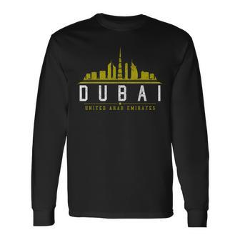 Dubai Skyline United Arab Emirates Uae Long Sleeve T-Shirt - Monsterry UK