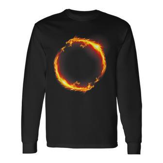 Dueling Dragons Fire Ring Long Sleeve T-Shirt - Monsterry