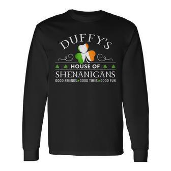 Duffy House Of Shenanigans Irish Family Name Long Sleeve T-Shirt - Seseable