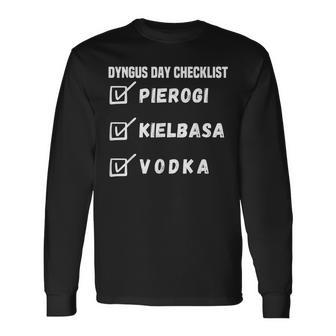 Dyngus Day Checklist Pierogies Polka Polish Pride Long Sleeve T-Shirt - Seseable