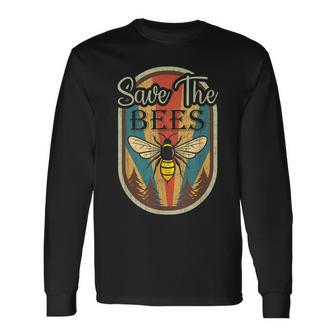 Earth Day Save The Bees Retro Graphic Earth Day Party Long Sleeve T-Shirt - Monsterry