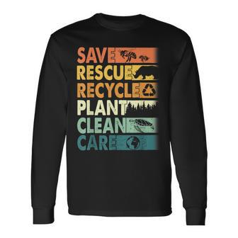 Earth Day Save Rescue Animals Recycle Plastics Planet Long Sleeve T-Shirt - Seseable