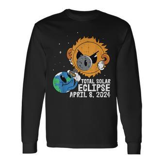 Earth Moon Sun Total Solar Eclipse April 8 2024 Totality Long Sleeve T-Shirt | Mazezy