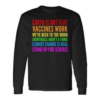 Earth Not Flat Climate Change Real Vaccine Work Long Sleeve T-Shirt - Monsterry CA