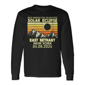 East Bethany New York Total Solar Eclipse 2024 Long Sleeve T-Shirt - Monsterry DE