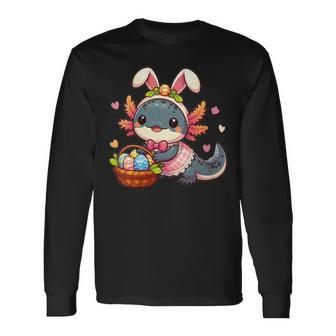 Easter Axolotl Bunny_Ears Eggs Boys And Girls Long Sleeve T-Shirt | Mazezy