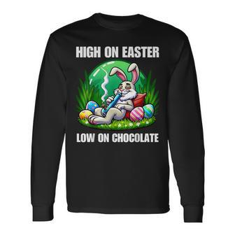 Easter Bunny Marijuana Cannabis Weed 420 Humor Long Sleeve T-Shirt - Seseable