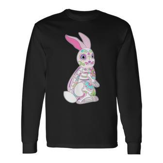 Easter Bunny Sugar Skull Dia De Los Muertos Rabbit T Long Sleeve T-Shirt - Monsterry