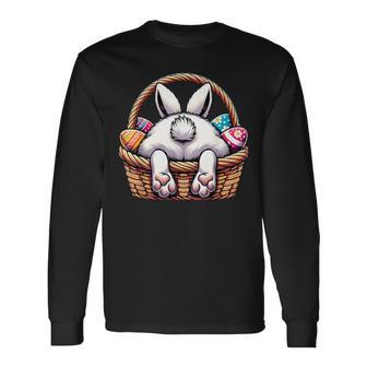 Easter Day Cute Bunny Basket Hunting Chocolate Eggs Egg Hunt Long Sleeve T-Shirt - Monsterry