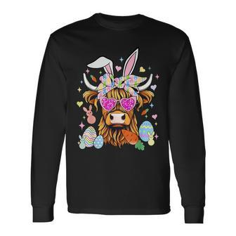 Easter Day Highland Cow Long Sleeve T-Shirt | Mazezy