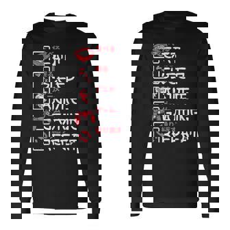 Eat Sleep Anime Gaming Repeat Otaku Gamer Japanese Anime Long Sleeve T-Shirt - Thegiftio