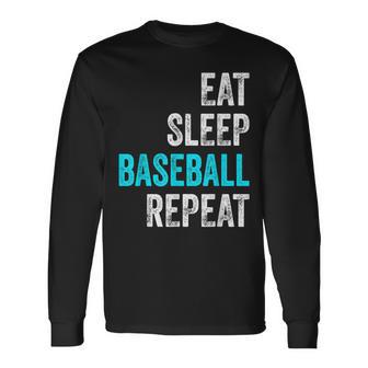 Eat Sleep Baseball Repeat Baselball Baseball Player Long Sleeve T-Shirt - Monsterry CA