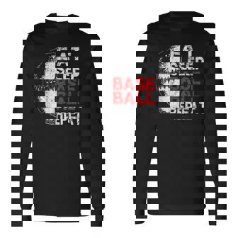 Eat Sleep Baseball Repeat Baseball Player Baseball Long Sleeve T-Shirt - Thegiftio UK