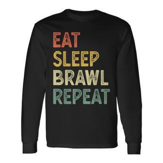 Eat Sleep Brawl Repeat Stars Video Gamer Gaming Long Sleeve T-Shirt - Thegiftio UK