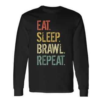 Eat Sleep Brawl Repeat Stars Video Gamer Gaming Long Sleeve T-Shirt - Monsterry AU