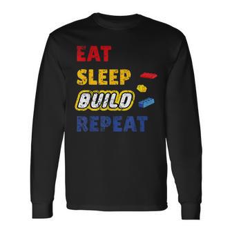 Eat Sleep Build Repeat Klemmbaustein Spielzeug Stones Langarmshirts - Geschenkecke