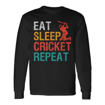 Eat Sleep Cricket Repeat For The Cricket Player Vintage Long Sleeve T-Shirt - Monsterry UK