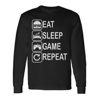 Eat Sleep Game Repeat Video Gamer Long Sleeve T-Shirt - Monsterry AU