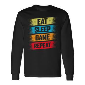 Eat Sleep Game Repeat  Gaming Langarmshirts - Seseable