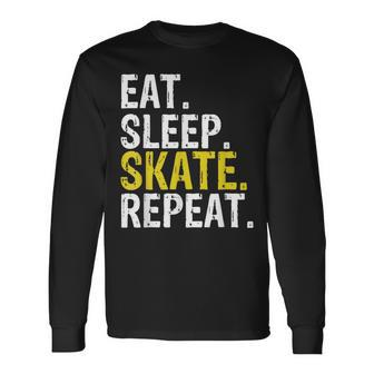 Eat Sleep Skate Repeat Ice Skating Long Sleeve T-Shirt - Thegiftio UK