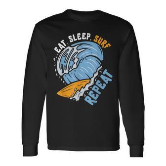 Eat Sleep Surf Repeat Surfing Long Sleeve T-Shirt - Monsterry DE