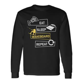 Eat Sleep Wakeboarding Wakeboard Wakeboarder Board Langarmshirts - Seseable