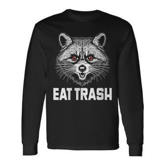 Eat Trash Raccoon Face Angry Raccoon Wild Animal Long Sleeve T-Shirt - Monsterry CA