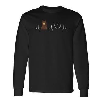 Ecg-Herzschlag-Bär Bear Black S Langarmshirts - Seseable