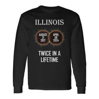 Eclipse 2024 2017 Twice In A Lifetime Illinois Solar Total Long Sleeve T-Shirt | Mazezy