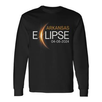 Eclipse 2024 Arkansas Totality Eclipse Arkansas Solar 2024 Long Sleeve T-Shirt - Seseable