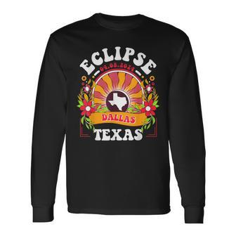 Eclipse 2024 Dallas Texas Total Solar Eclipse Long Sleeve T-Shirt | Mazezy